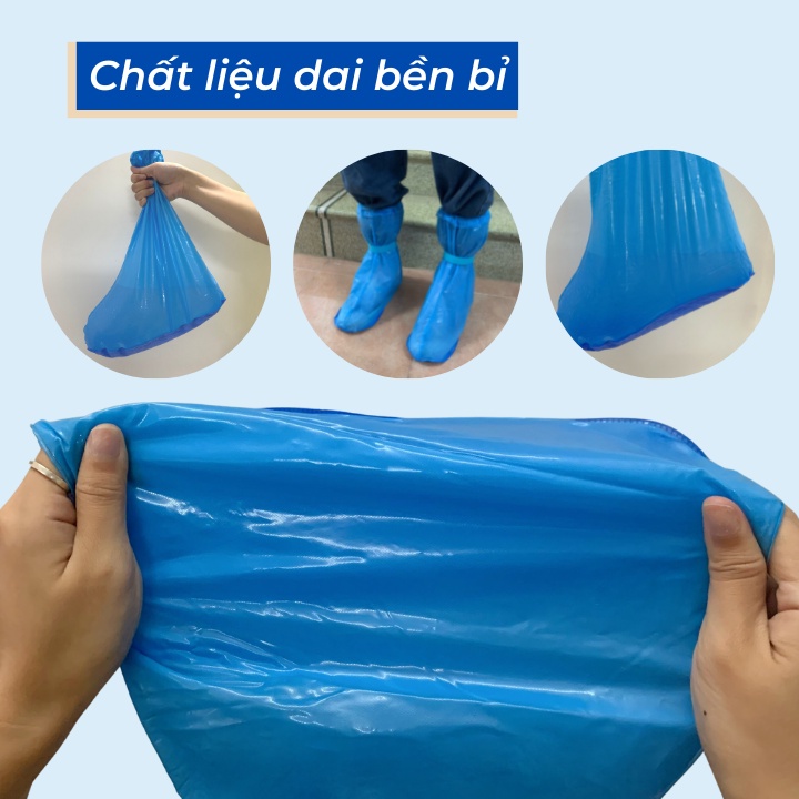 Bọc giày đi mưa cổ cao kèm dây cố định chống thấm nước- Ủng đi mưa chất liệu chống thám bảo vệ giày dép Br 01660