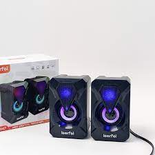 Loa máy tính,loa 2.0 LEERFE minispeaker có dây để bàn đèn LED trang trí Siêu Đẹp - Bảo Hành 1 Năm