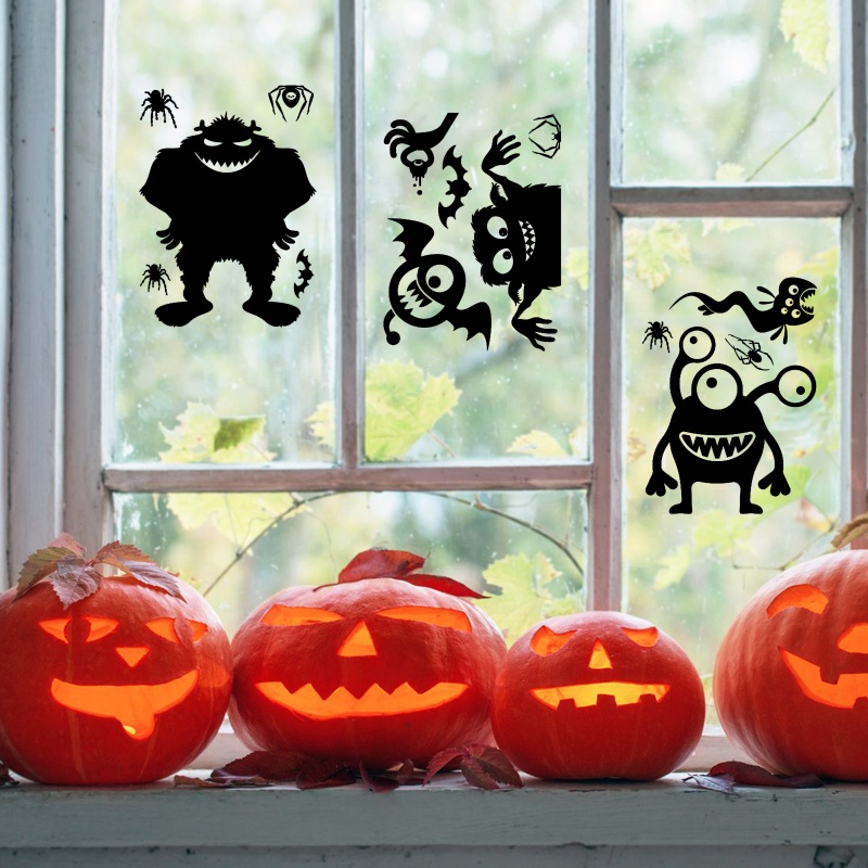 QQ Set 44 Sticker Dán Cửa Kính Cửa Sổ Trang Trí Halloween