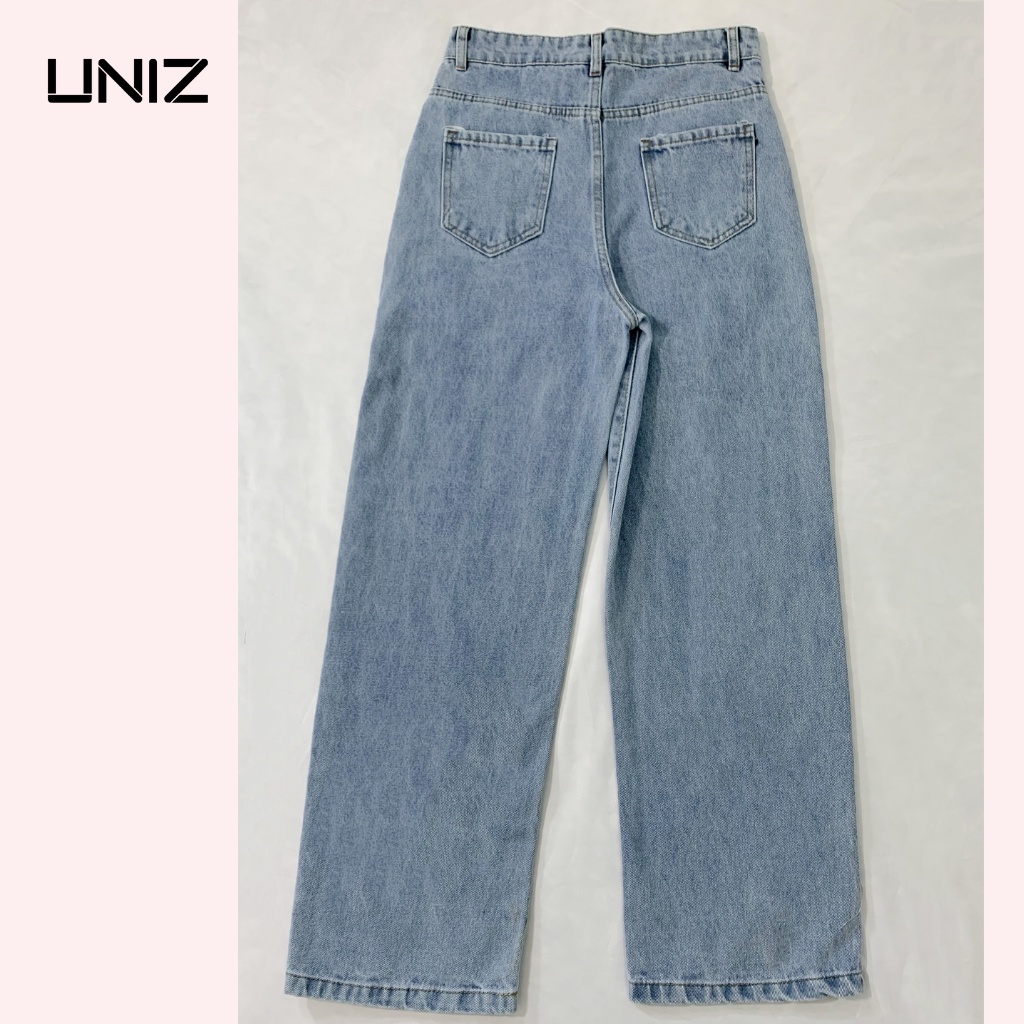 Quần Jean Suông móc cài ống rộng lưng cao UNIZ Jeanmoccai