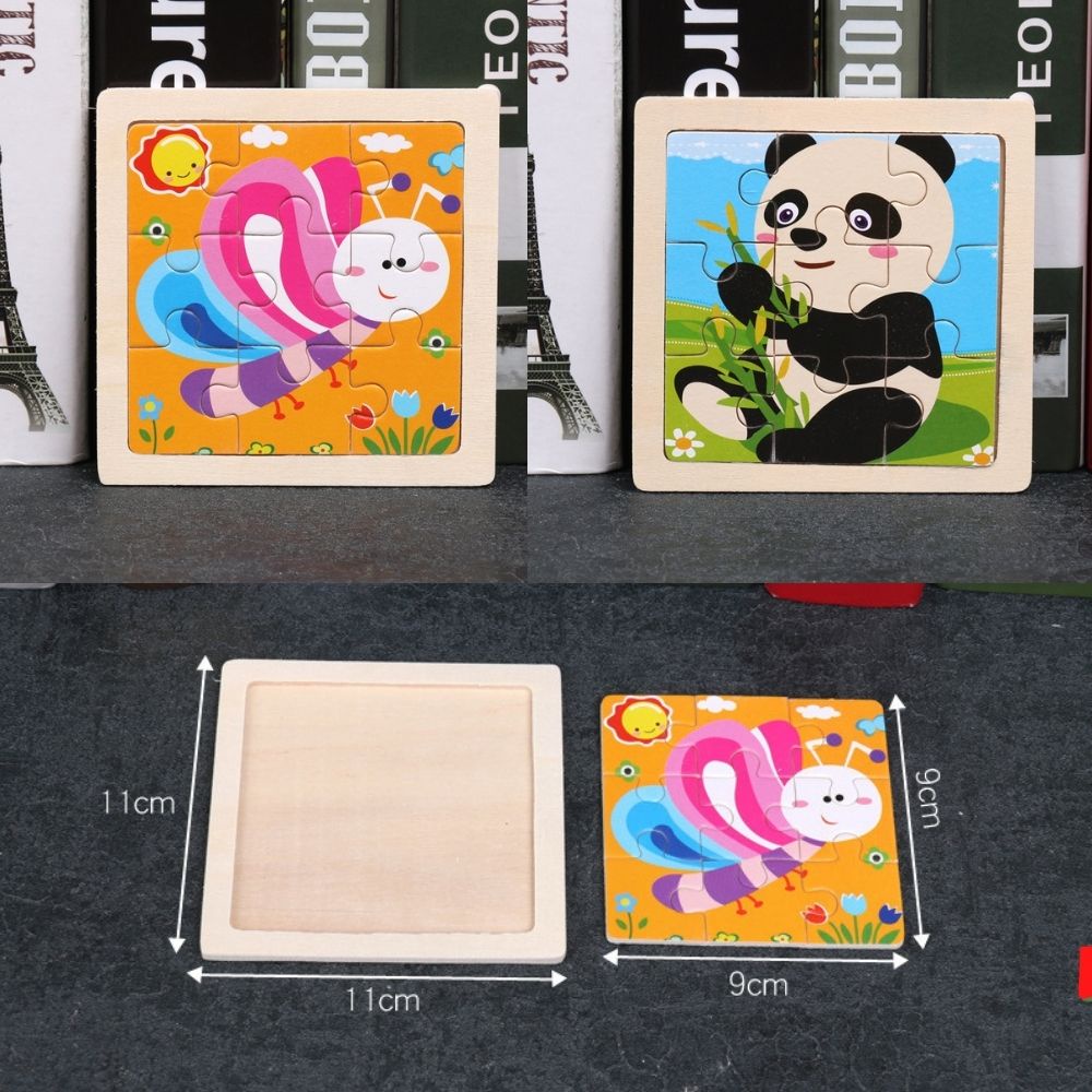 Đồ chơi xếp hình động vật giao thông 3D 11*11CM bằng gỗ dành cho bé