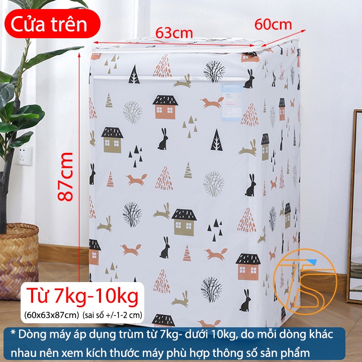 Áo Trùm Máy Giặt Cửa Ngang Và Cửa Trên Dưới 12kg Chống Bụi Chống Nước Loại Dày