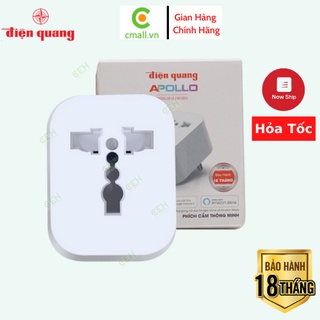 Ổ cắm thông minh 10a - ổ cắm wifi điện quang apollo 2000w/ 2.4gh, chức năng hẹn giờ, điều khiển từ xa bh 24 tháng