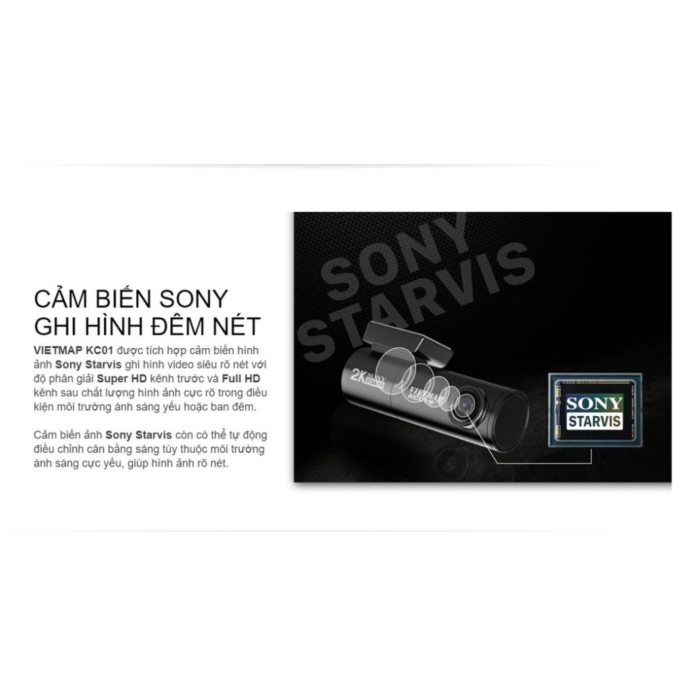 Camera hành trình Vietmap KC01 Tặng kèm thẻ nhớ 128GB, Ghi hình trước SUPER HD(2K) - Sau FULL HD1080P