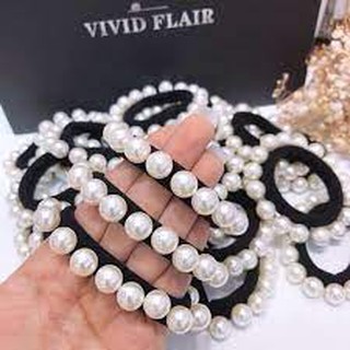 Sỉ 10 buộc tóc đen đính hạt quanh buộc tròn đẹp - SP000723