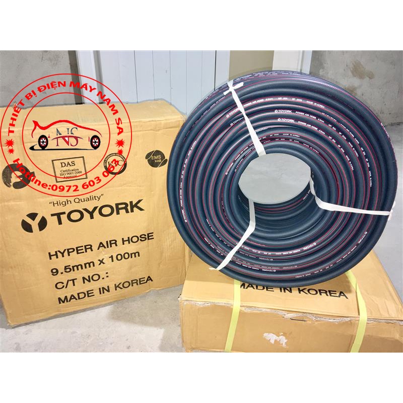 Dây dẫn khí nén Hàn Quốc Toyork 2 lớp bố vải phi 9.5 mm | giá 1 mét dài