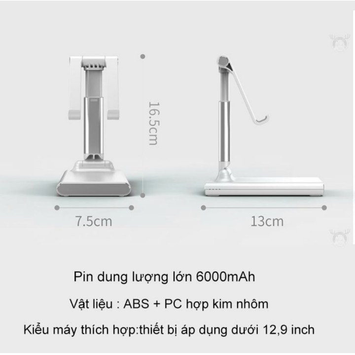 Giá đỡ điện thoại văn phòng kiêm sạc dự phòng 6000mAh
