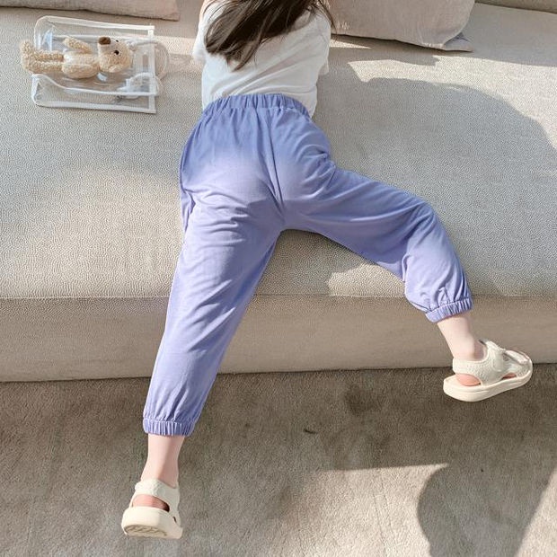 Quần dài thể thao chống muỗi dáng rộng màu sắc trơn phong cách Hàn Quốc thời trang mùa hè dành cho bé gái