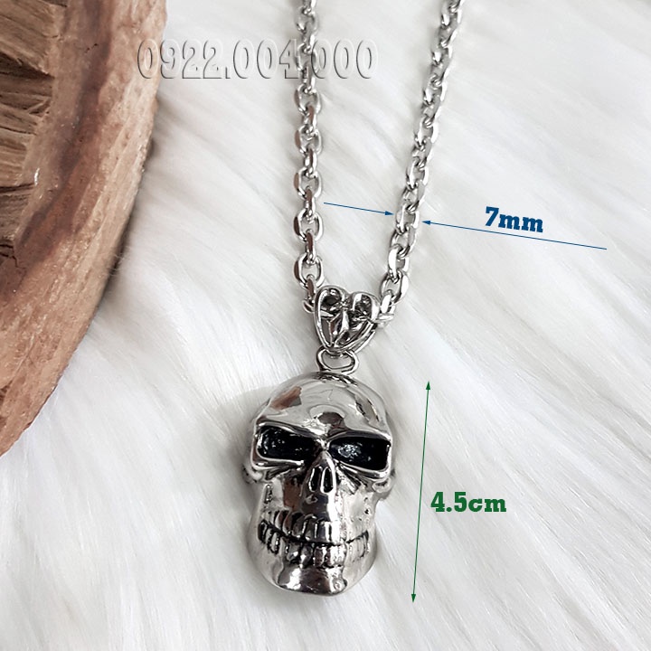 Dây chuyền skull, mặt dây dầu lâu cỡ lớn.