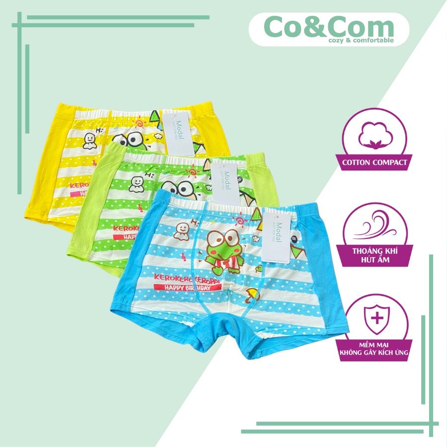 Quần Lót Bé Trai Dáng Đùi 18-38 Kg Cao Cấp Co&amp;Com BOY0513 Vải Cotton Modal Mềm Mịn Siêu Thấm Hút