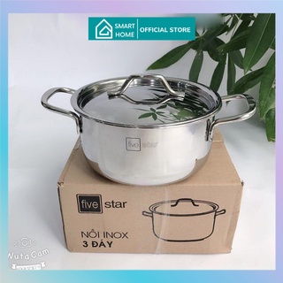 Nồi 3 đáy sandwich inox 430 FiveStar Standard bếp từ nắp inox tặng 2 muỗng canh ( 16cm / 18cm / 20cm / 24cm )