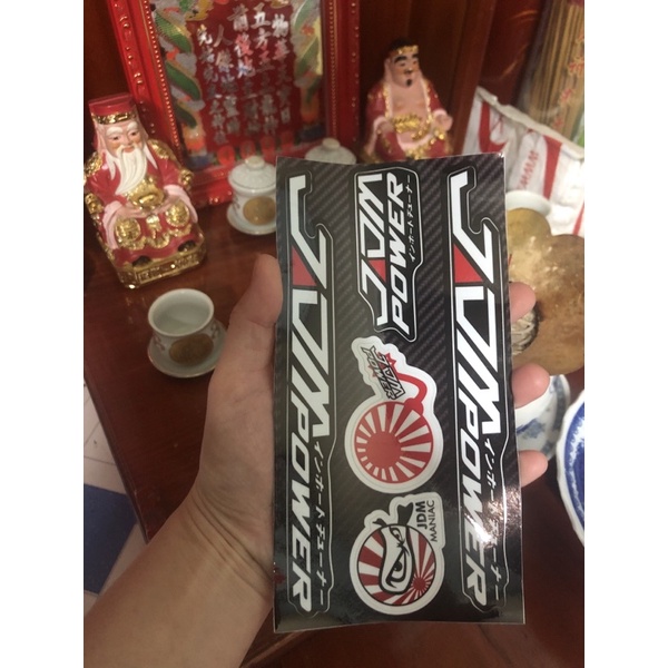 Tem logo JDM power chữ trắng 10 x 19cm