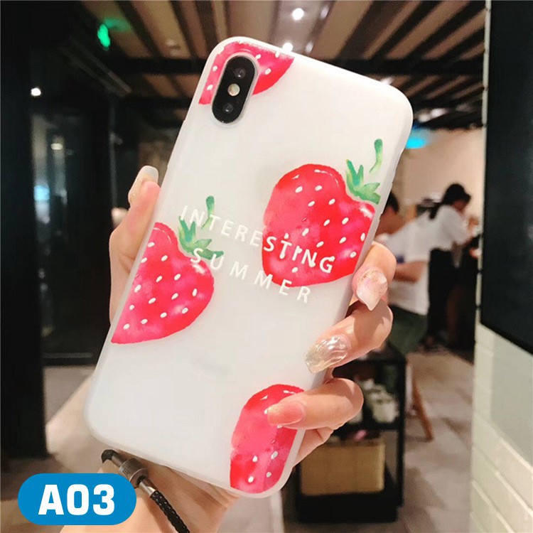 Ốp lưng iPhone hình Quả Chanh và Dâu tây cực đáng yêu đẹp mắt dành cho iphon 6 6s 7 8 plus x xs max xr 11 pro max (a148)