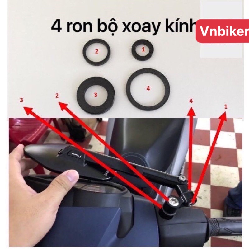 Bộ Ron Xoay Kính xe máy Quay Gập 360 độ
