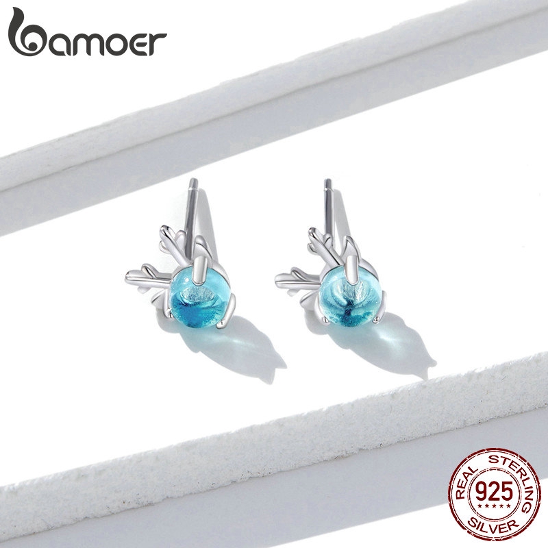 Đôi Bông Tai Bamoer Hình Nai Đính Đá Pha Lê Giả Thời Trang Cho Nữ