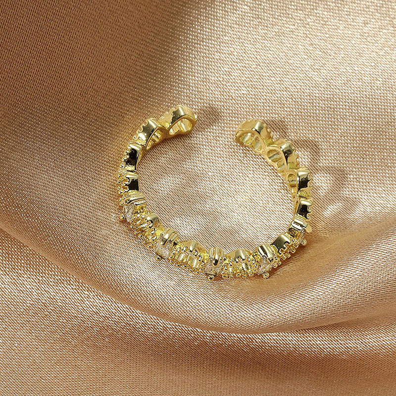 Nhẫn Chất Liệu Kim Loại Đính Đá Thiết Kế Thanh Lịch Dành Cho Nữ