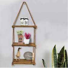 Kệ gỗ dây thừng 10x30 tầng trang trí nhà cửa treo tường có dây thừng kèm theo.