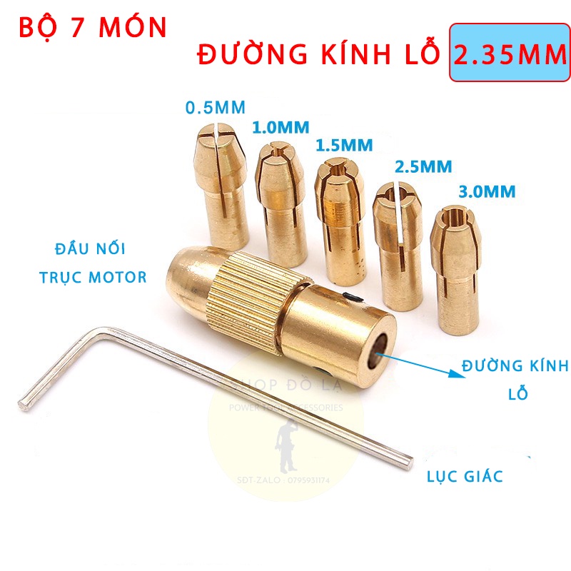 Đầu Kẹp Mũi Khoan Mini Từ 0.5 Đến 3.0mm Cho Các Trục Motor 2mm, 2.35mm, 3.17mm, 4.05mm, 5.05mm - Bán Lẻ