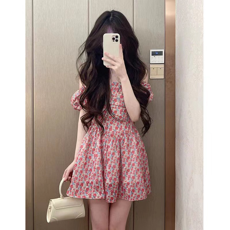 Đầm hoa Perty cổ vuông phong cách mùa hè thời trang cho nữ