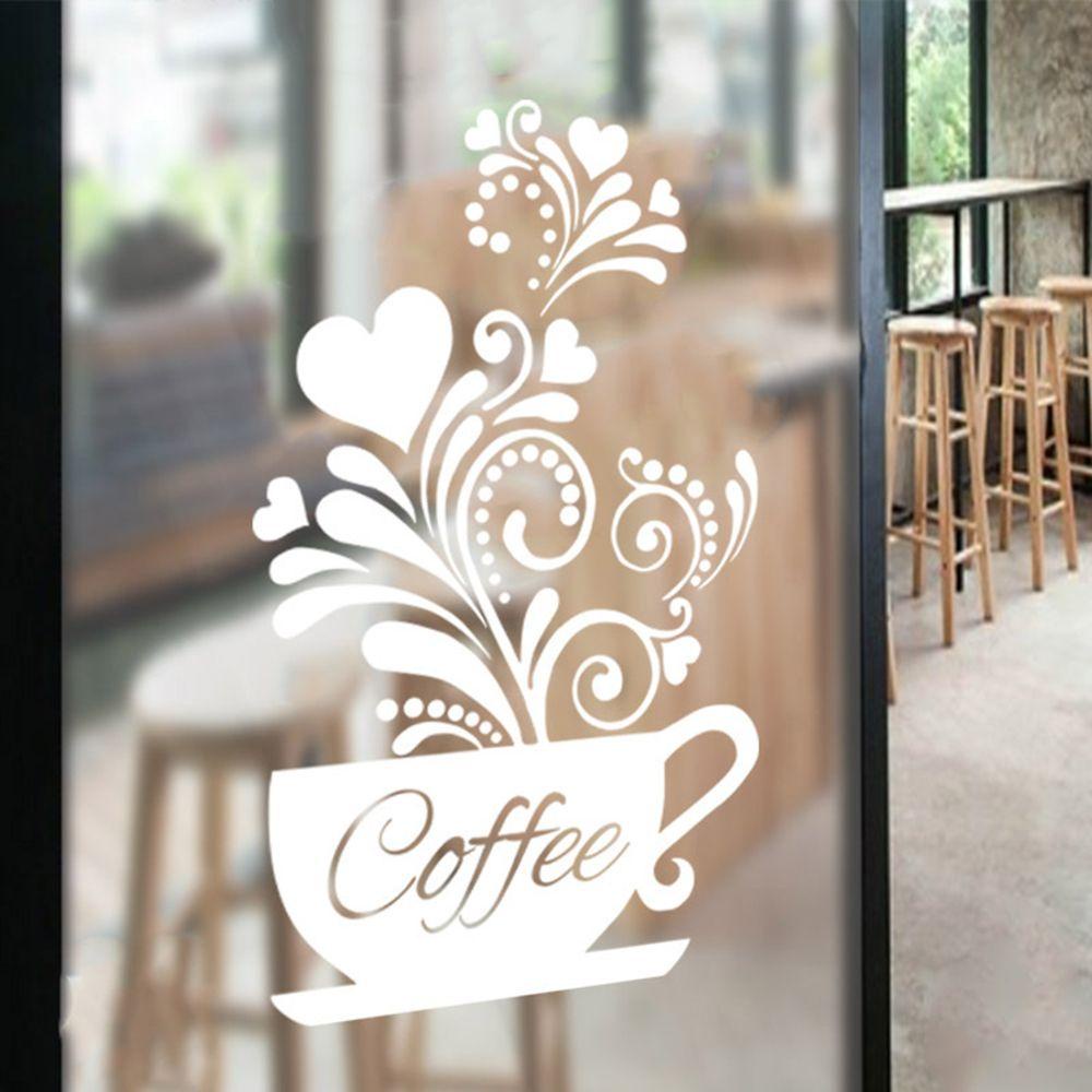 Miếng Dán Tường Trang Trí Hình Tách Cà Phê / Hoa / Trái Tim DIY