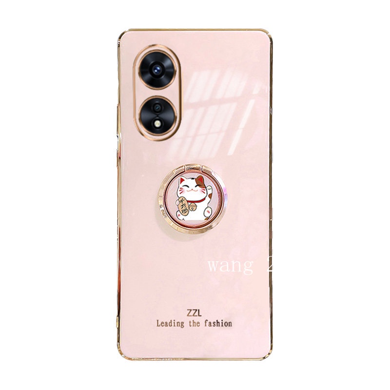 Ốp Điện Thoại Mềm Mạ Điện Có Giá Đỡ Hình Mèo Cho Oppo A98  A78 5G Reno8 T 4G Reno8 5g 5G A17K A17 A77s A77 5G A57 A55 A16 A15 2022
