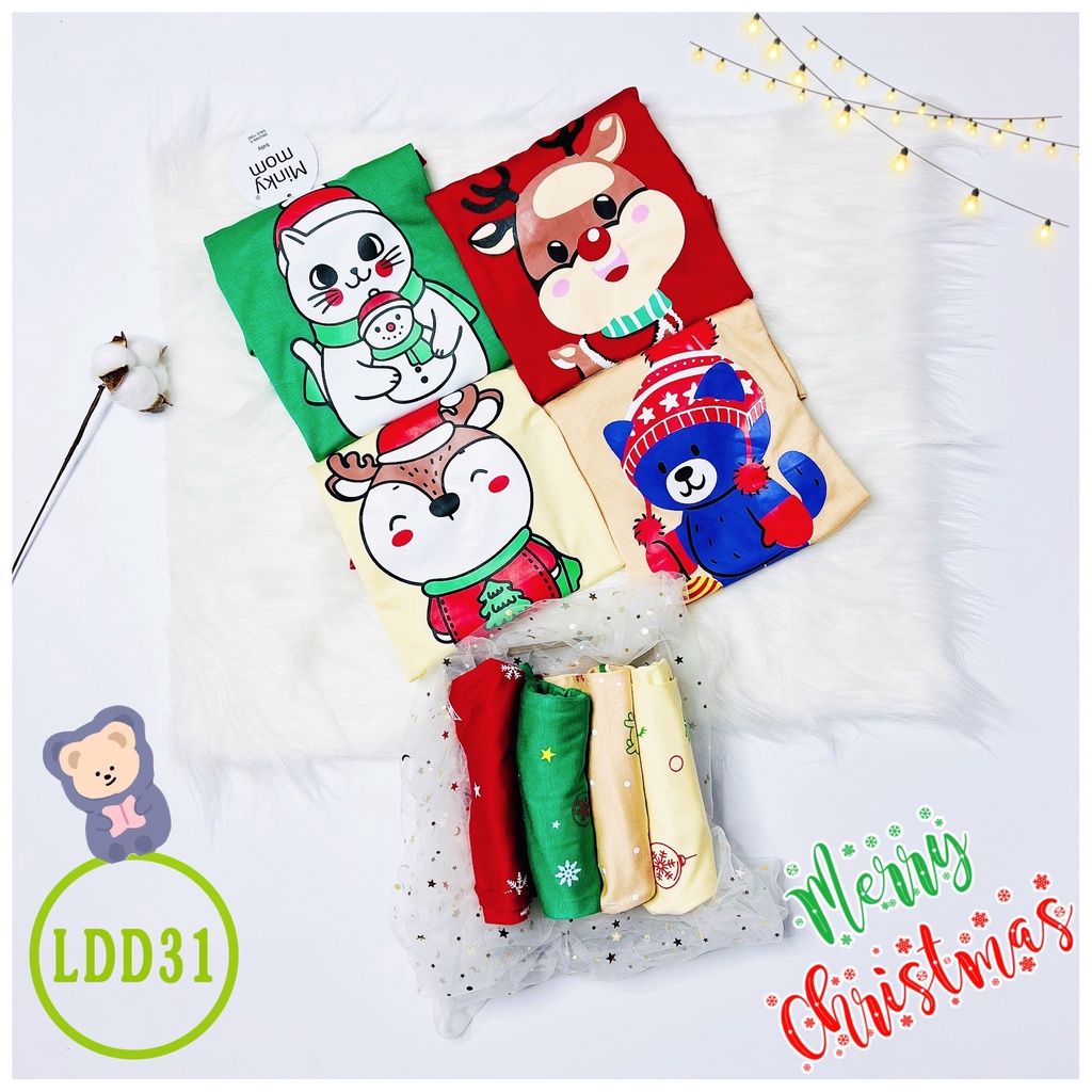 [LDD31] Bộ Dài Tay Thun Lạnh MINKY MOM CÓ SIZE ĐẠI Phiên Bản Noel 2021 Mềm Mịn, Thấm Hút Mồ Hôi, Hàng Chuẩn Đẹp Cho Bé