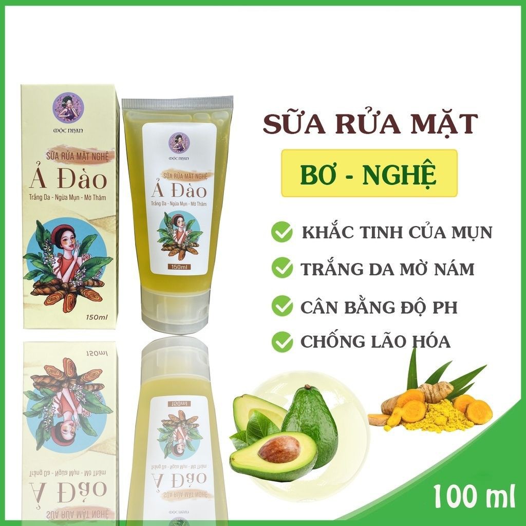 Sữa Rửa Mặt Bơ Nghệ [ Mộc Nhan Natural ] Sữa Rửa Mặt Giúp Trắng Da, Vệ Sinh Cho Da,Sáng Da