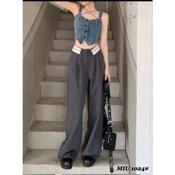 Quần vải ống suông cạp viền hàng QCL1