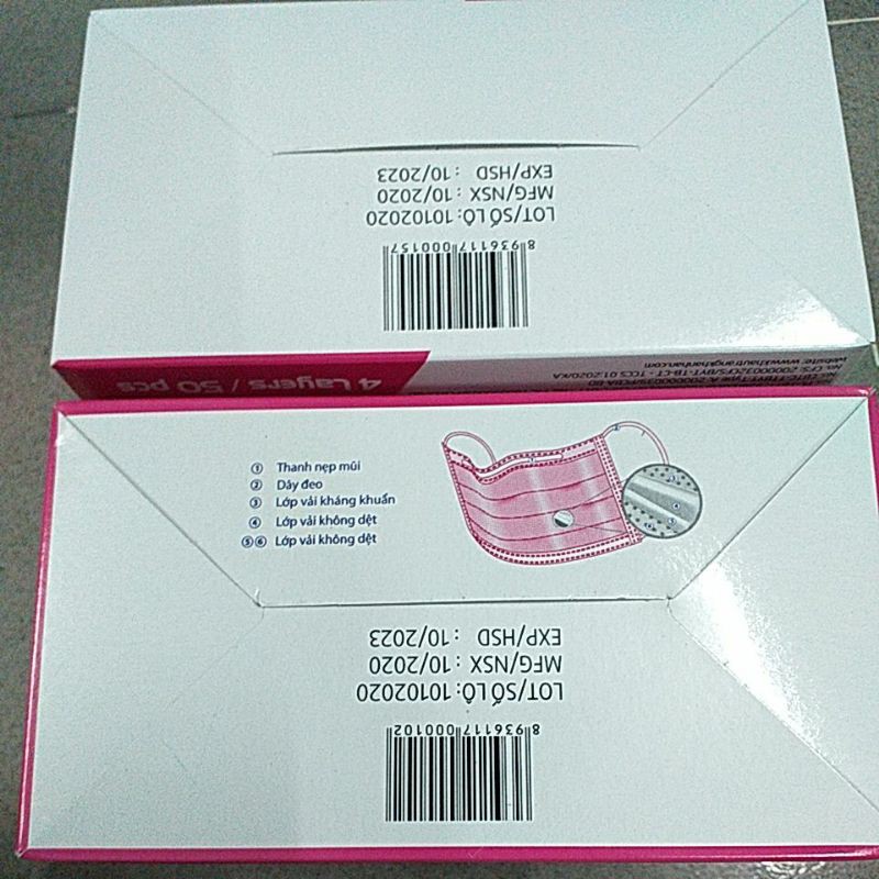 Khẩu trang Hồng Khánh An 4 lớp Túi 10 cái Hộp 50 cái | BigBuy360 - bigbuy360.vn