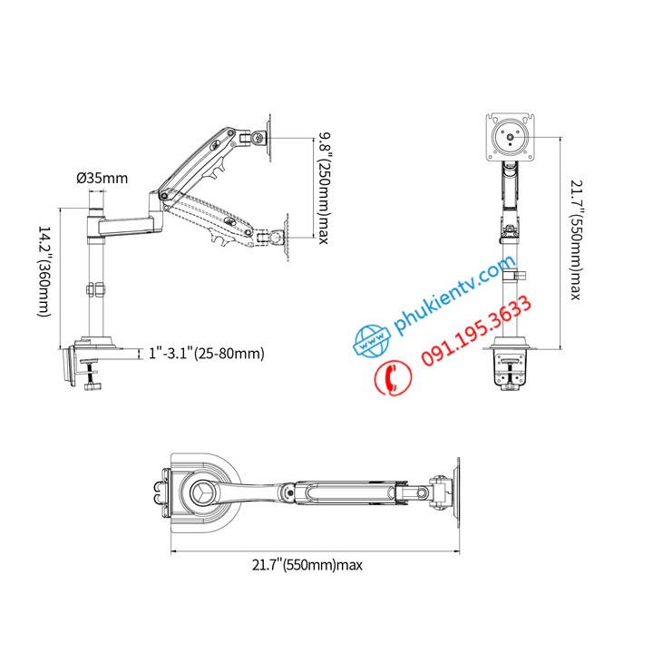 Giá Treo Màn Hình NB H100 22 - 35 Inch - Tay Treo Màn Hình Máy Tính H100 Chính Hãng NorthBayou [ Cao Cấp Hơn NB F80 ]