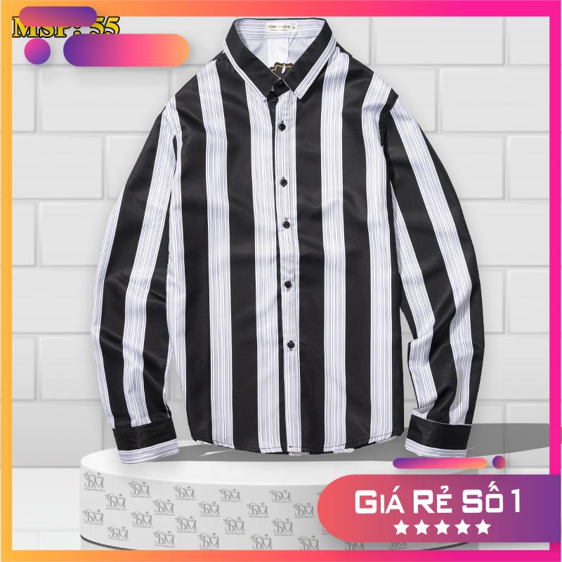 Áo sơ mi TSM họa tiết kẻ sọc lớn lịch lãm mã 55