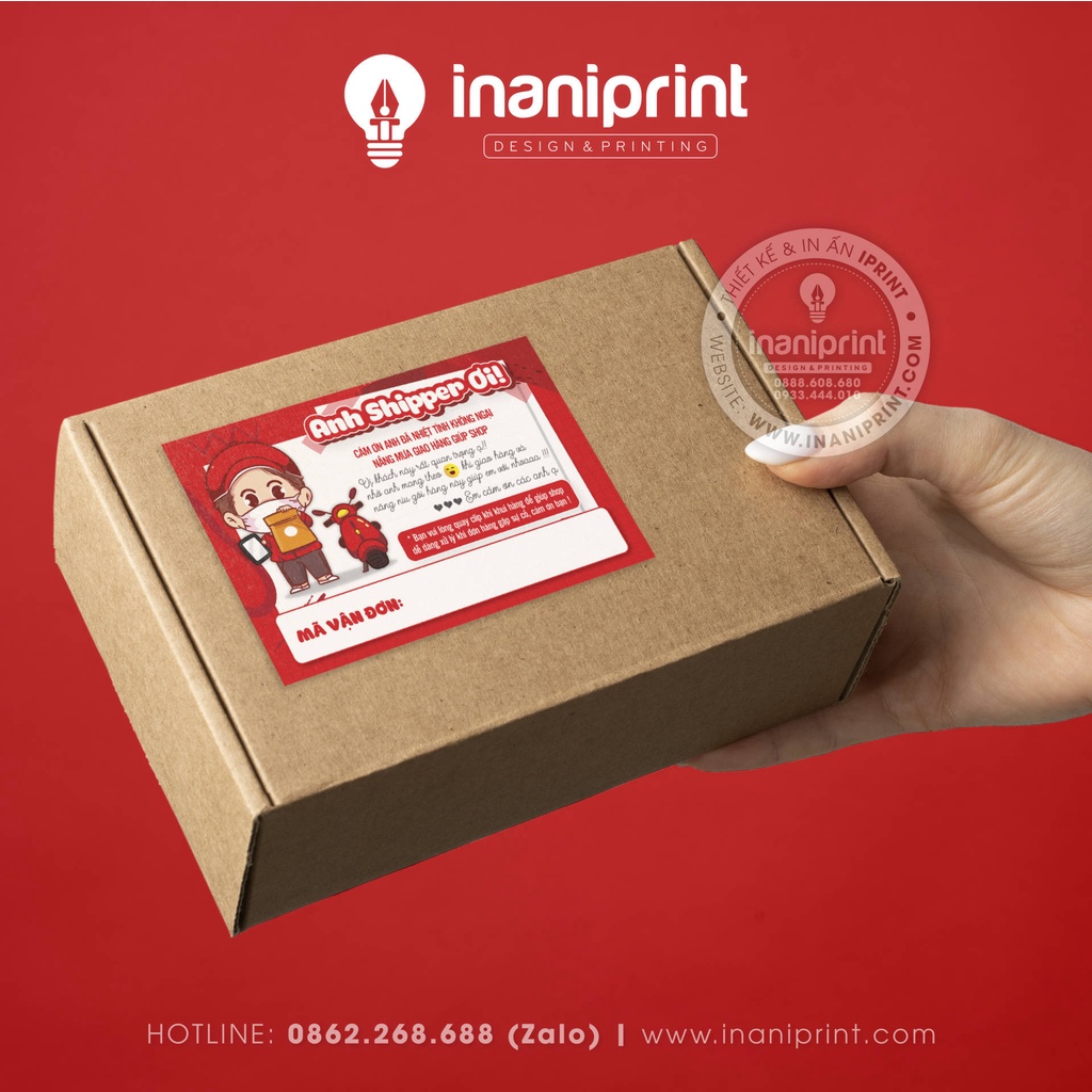 [ TEM DÁN GIÁ RẺ ] Decal dán màu đỏ cám ơn anh shipper đã giao hàng cho shop