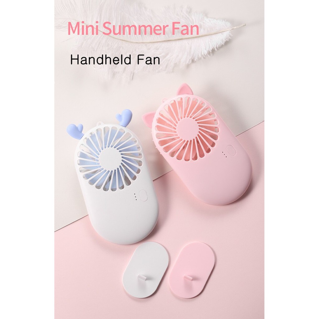 [ BÁN SỈ ] QUẠT MINI POCKET FAN, Quạt mini Cầm Tay Hình Thú - Đế Để Bàn Kèm Giá Đỡ Điện Thoại Dùng Pin, Có Sạc