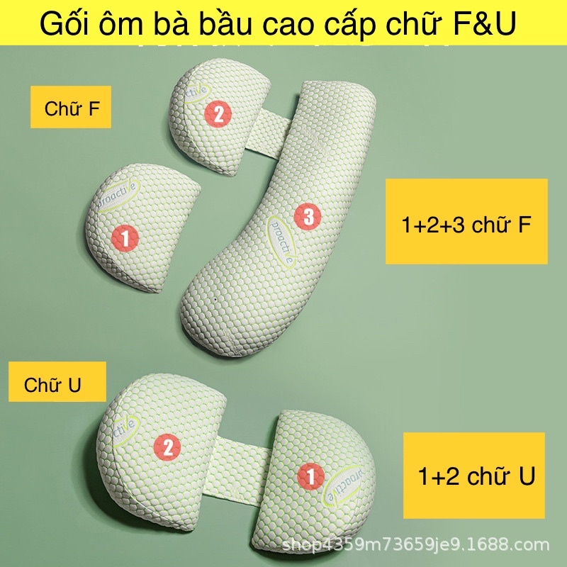 ( CAO CẤP ) Gối ôm bà bầu OOGAA hình chữ F và cánh tiên 2 trong 1.