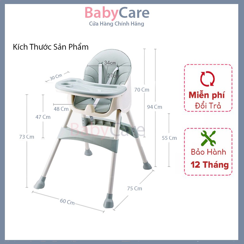 [ Freeship ] Ghế Ăn Dặm BabyCare Dành Cho Bé Full Phụ Kiện Lắp Đặt (Model BB102) - BabyCare