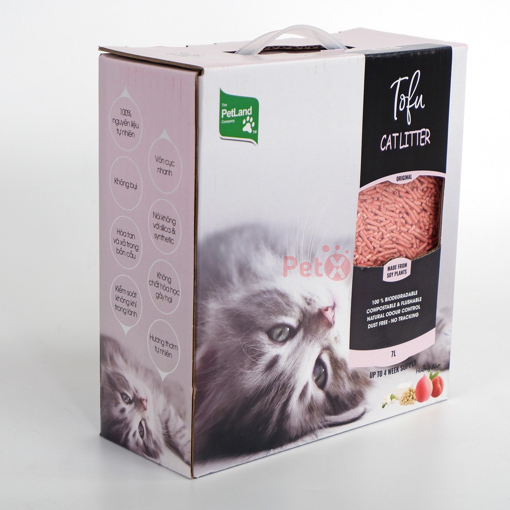 Cát vệ sinh mèo TOFU đậu phụ đậu nành hữu cơ, đổ được vào nhà vệ sinh 7L