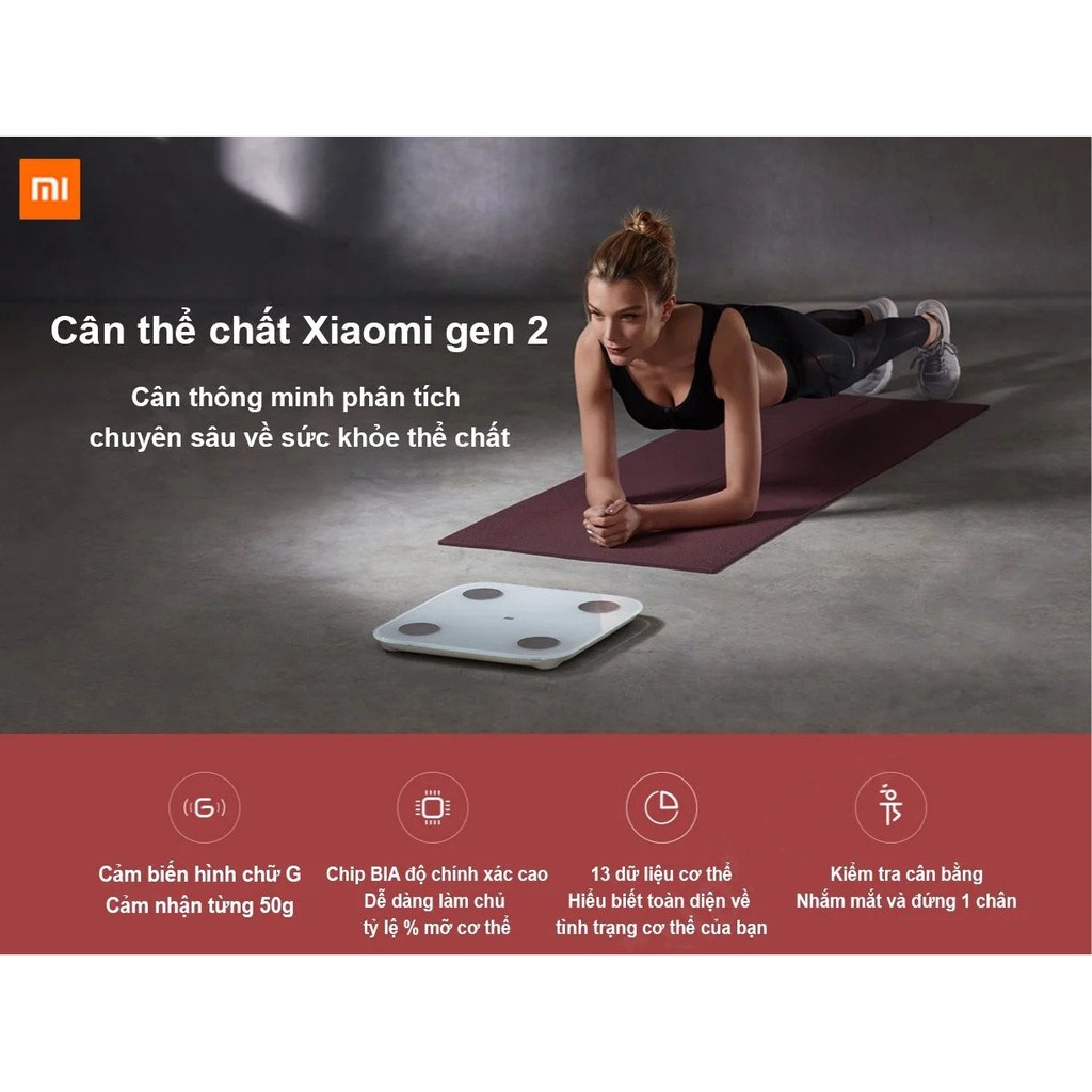 Cân sức khỏe  Xiaomi Body Fat Scale 2 Universal , Cân điện tử sức khỏe chính hãng đồng bộ dữ liệu với điện thoại