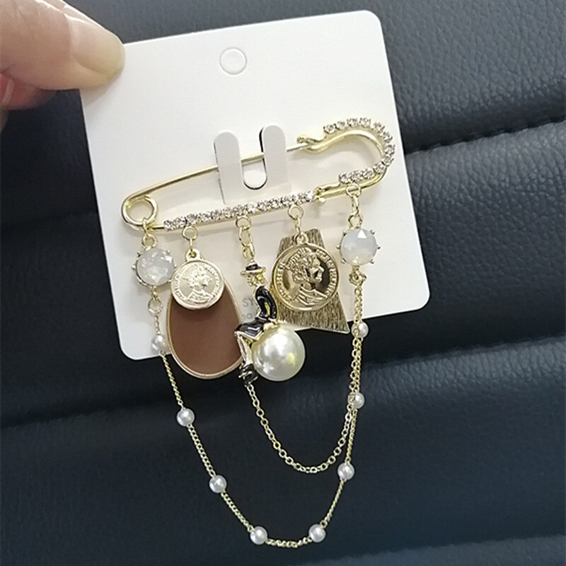 Ghim cài áo hình hoa trà phối ngọc trai giả thời trang cho nữ