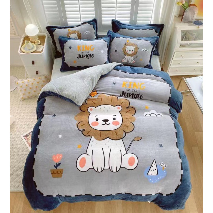 Bộ Chăn Ga Gối Nỉ Nhung 5d Mềm Mướt, Siêu Ấm Chuyên Dụng Cho Mùa Đông