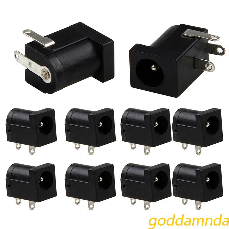 Bộ 10 Đầu Nối Nguồn DC 5.5 x 2.1mm Chất Lượng Cao Đen