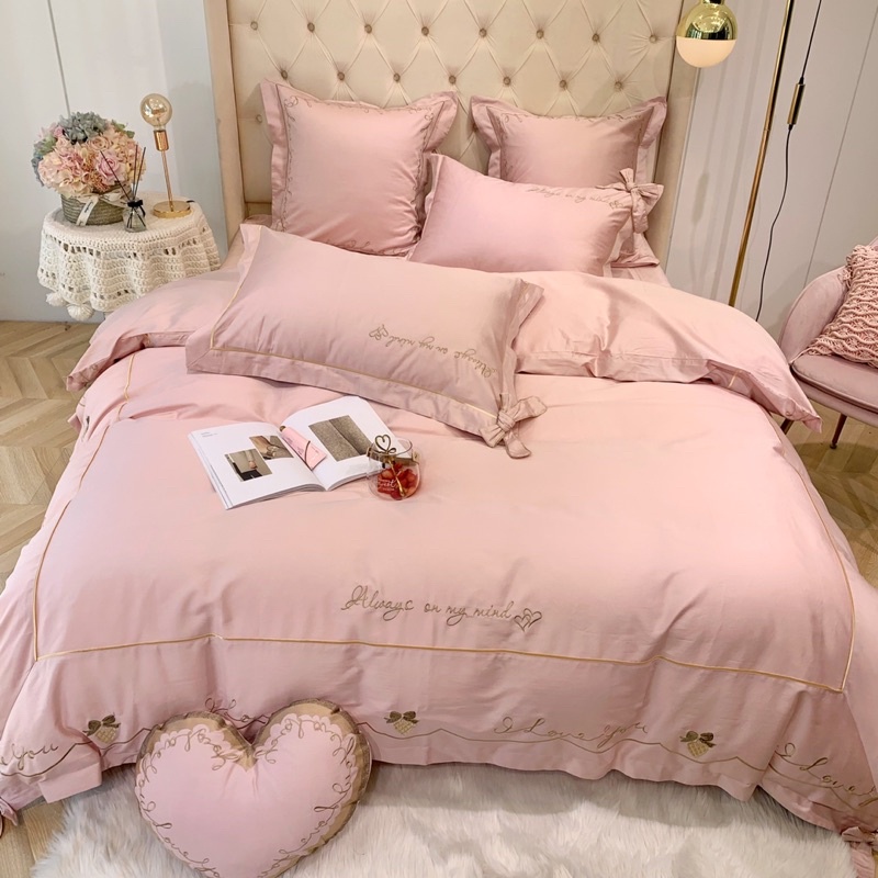 Bộ CHĂN GA GỐI LỤA CAO CẤP thêu HOÀNG GIA sang trọng / set 7 chi tiết /MẪU CHĂN GA CƯỚI HOT NHẤT MỌI THỜI ĐẠI