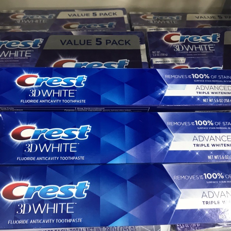 Kem đánh răng Crest 3D White Advanced whitening 158g