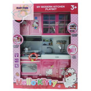 HỘP ĐỒ CHƠI NHÀ BẾP HIỆN ĐẠI HELLO KITTY (Kèm 3 pin nút)