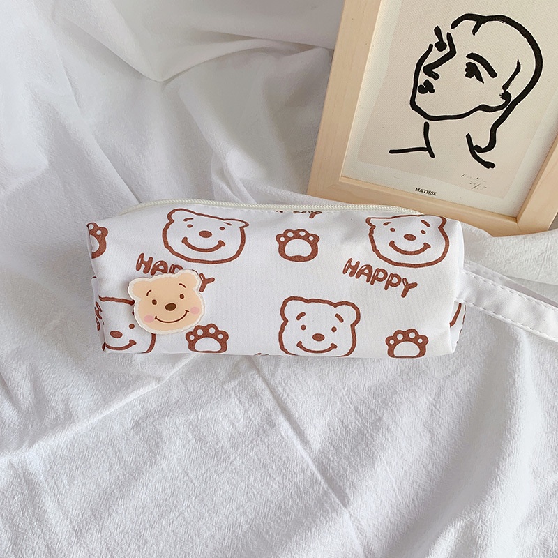 Túi đựng bút chì dung tích lớn họa tiết gấu dâu tây dễ thương