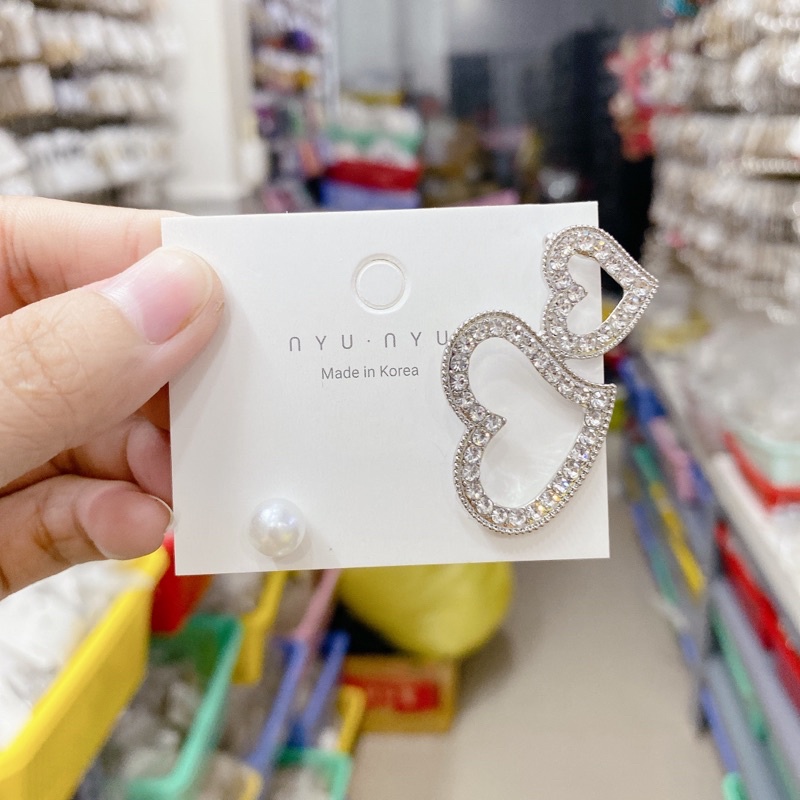 bông tai móc vành hình trái tim, khuyên tai cá tính, hoa tai phong cách hàn quốc
