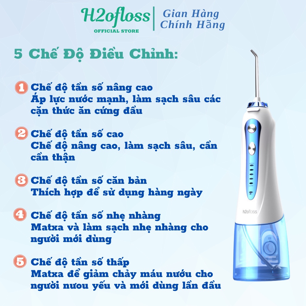 Máy Tăm Nước, Tăm Nước H2ofloss HF- 9P Chống Thấm Nước, Chính Hãng Phiên Bản 2022