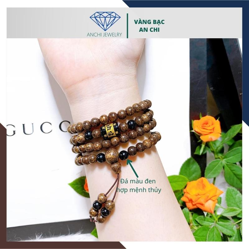 Vòng tay trầm hương 108 hạt nhỏ mix lu thống omani mệnh kim mộc thuỷ hỏa thổ, Anchi jewelry