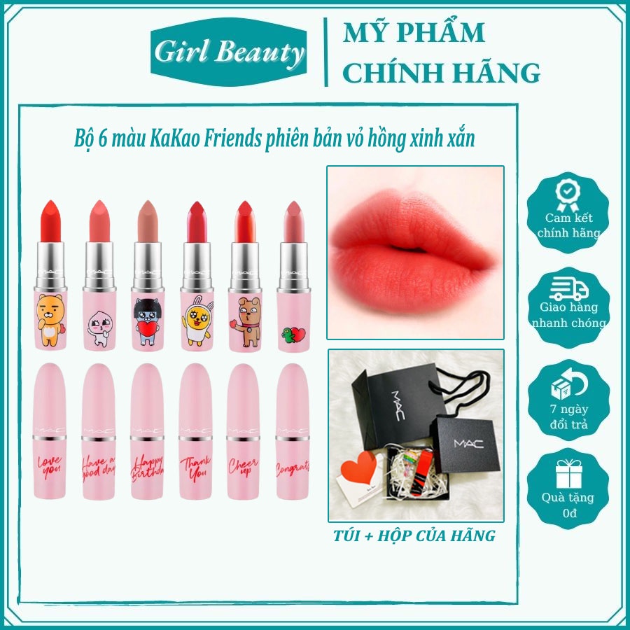 Son Mac Kakao Frends phiên bản limited vỏ hồng emotion độc đáo mới nhất 2021 chuẩn auth có kèm bill