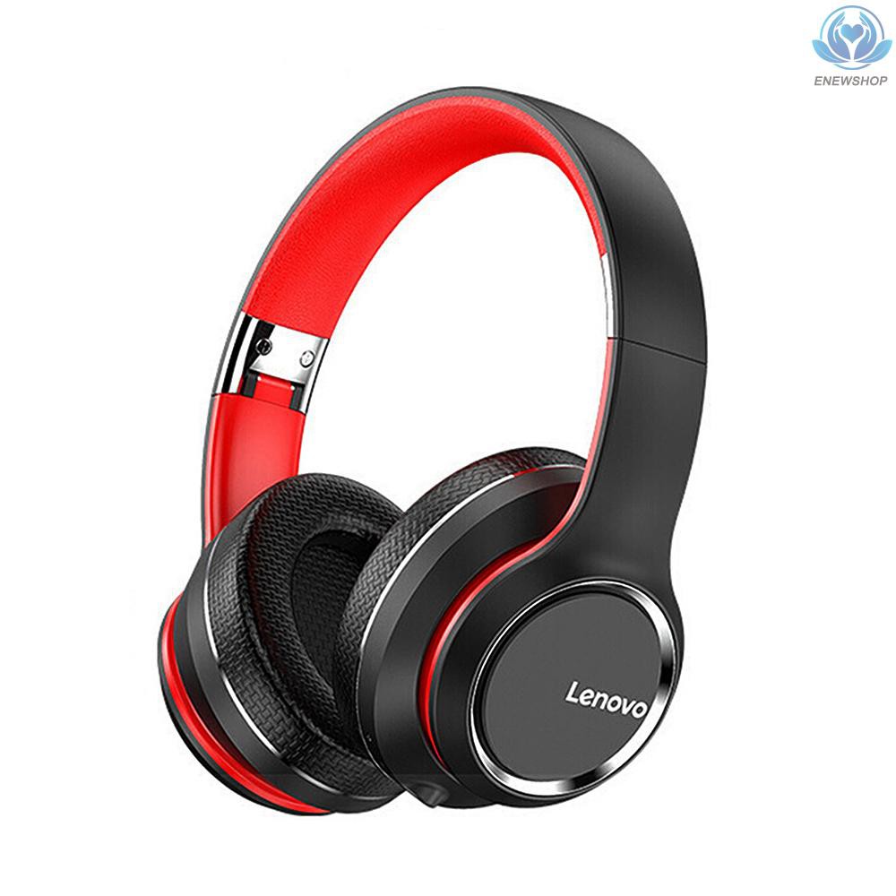 【enew】Lenovo HD200 Wireless BT Headset BT5.0 Noise-cancelling Stereo Headset Foldable Headphoe for Cellphone PC Laptop Red