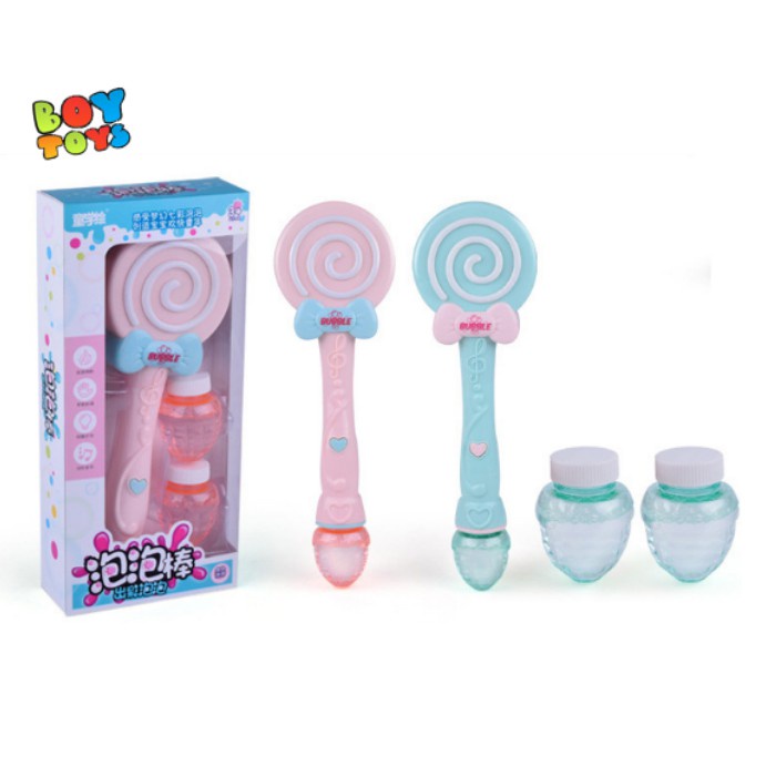 Đồ chơi thổi bong bóng hình cây kẹo mút màu hồng đáng yêu cho bé gái